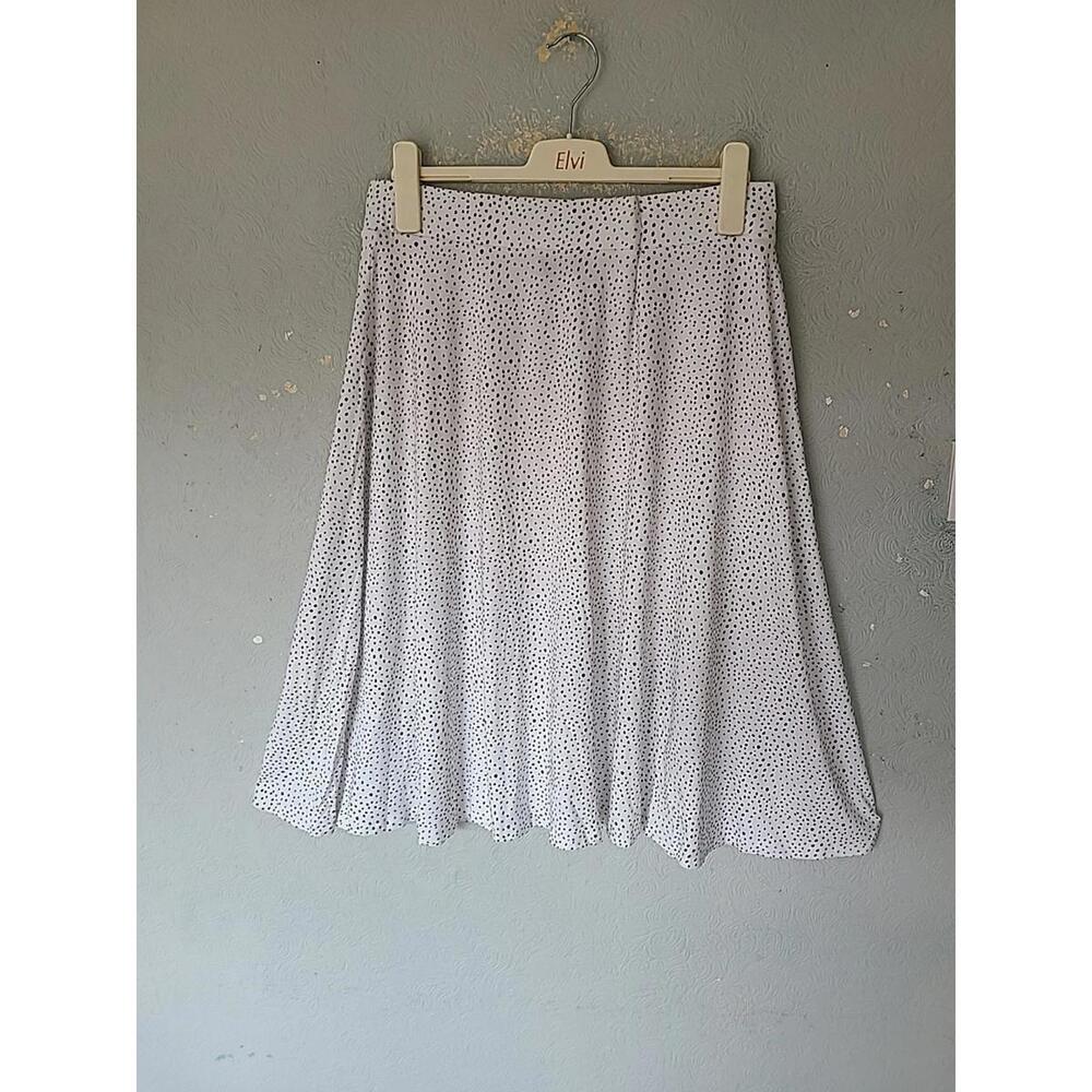 MARKS AND SPENCER M&S SOFT COTTON WHITE SIZE 16 BLACK DOTS SUMMER stretch SKIRT